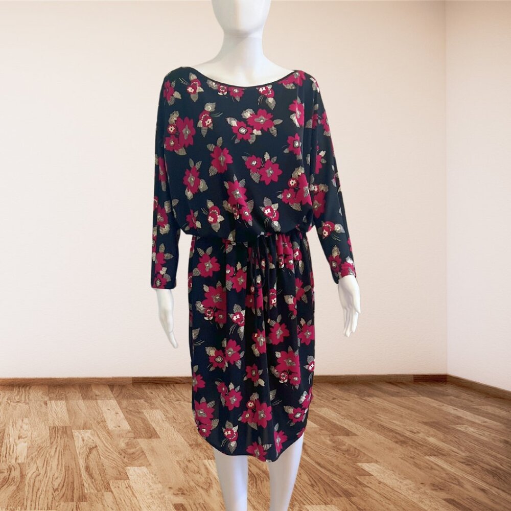 Ralph Lauren Black Floral Dress Size L